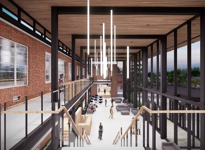 Concept rendering of the planned Welcome Center, not a leasable tenant interior Concept rendering of the planned Welcome Center, not a leasable tenant interior